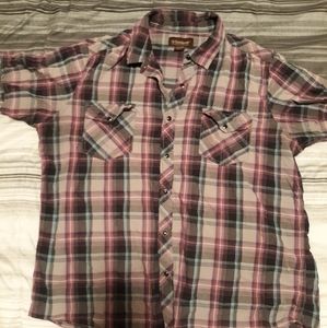 Purple plaid button up shirt XL